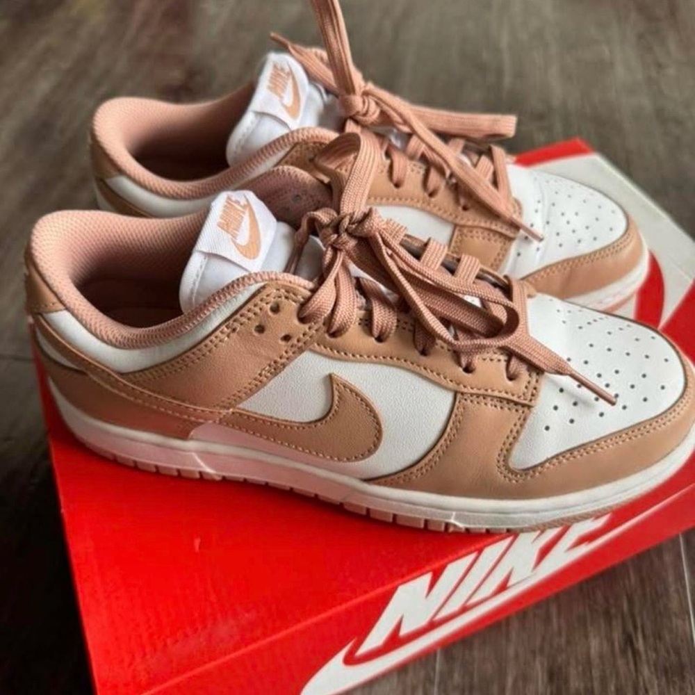 Nike Women’s Low-Top Sneakers in Peach and White